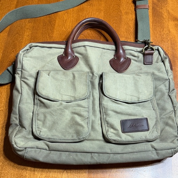 L.L. Bean Other - L.L. Bean Vintage Heritage Waxed Canvas Olive Green Briefcase/Laptop Bag